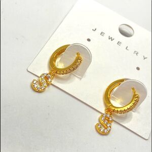 Gold initial “S” hoop earrings